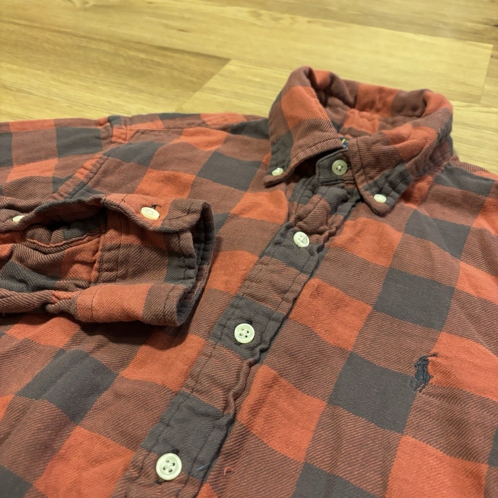 Polo Ralph Lauren Flannel Shirt Men's Small Buffalo Plaid‎ Red/Black Lumberjack - Picture 4 of 15